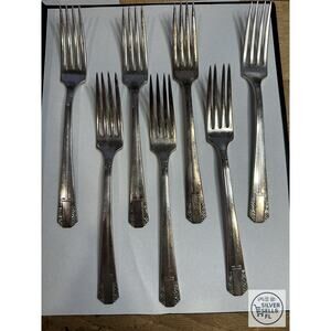 Oneida Wm A Rogers Park Lane Dinner Forks Set of 7 Vintage Silverplate